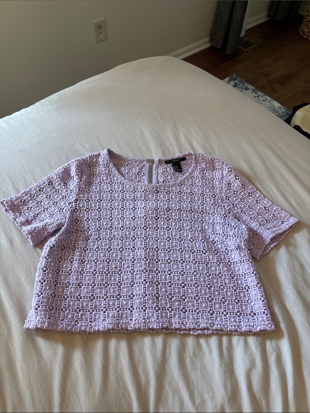 Forever 21 Lilac Crochet Boxy Crop Top